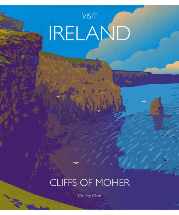 Cliffs of Moher Retro Poster Print