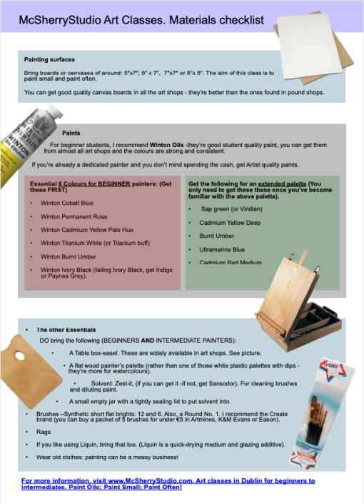 FREE: Materials Guide for Class - McSherryStudio Artist